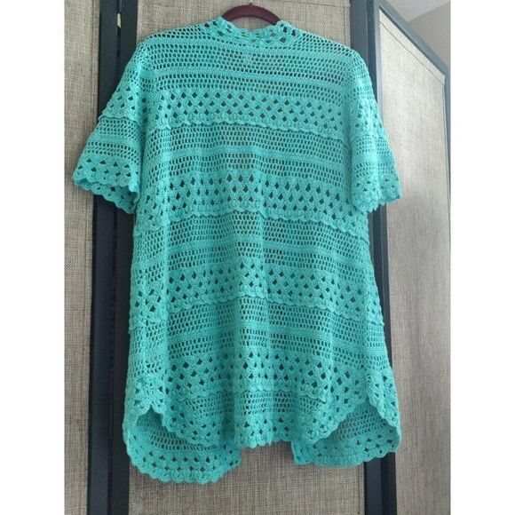 Isaac Mizrahi Live!‎ Womens Green Knit Short Sleeve Cardigan Sweater Sz M - Picture 4 of 8